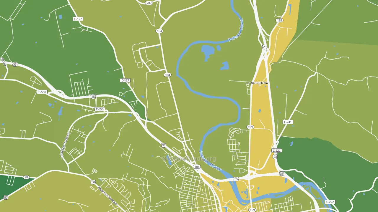 Hopetown, OH Map of Vehicle Theft Rates