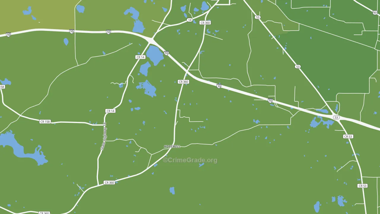 Hopewell, FL Map of Vehicle Theft Rates
