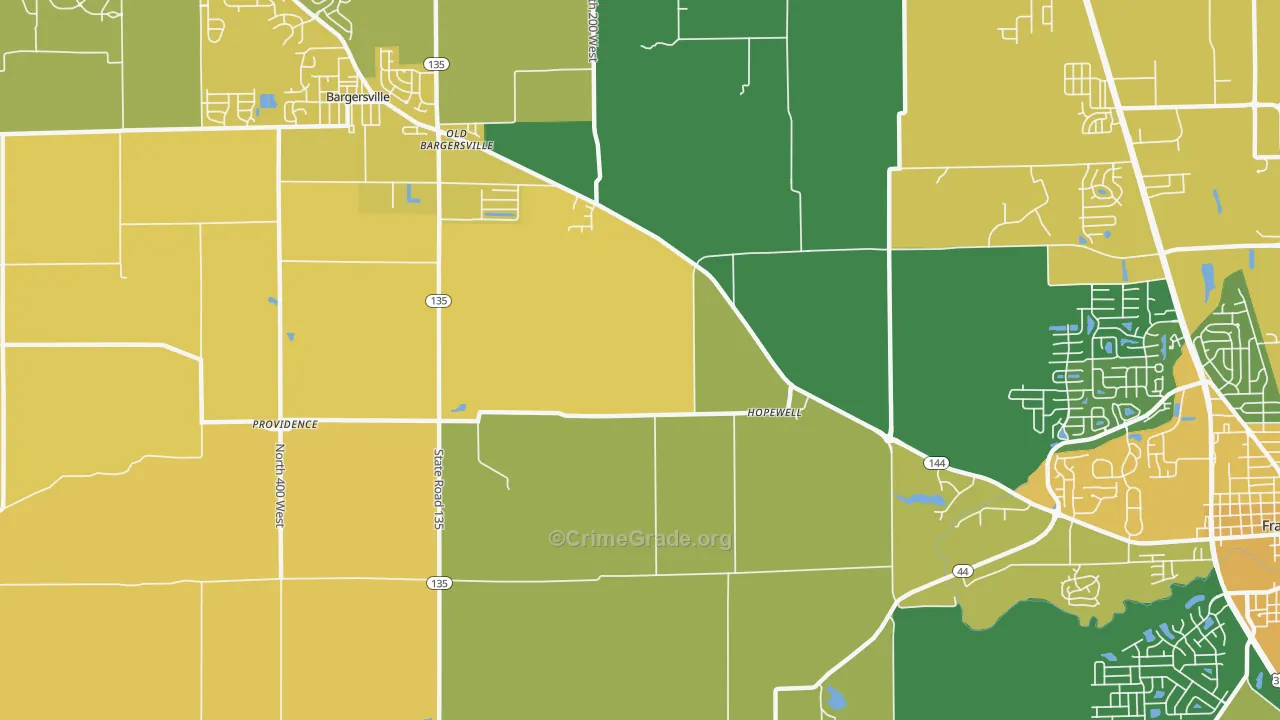 Hopewell, IN Map of Vehicle Theft Rates