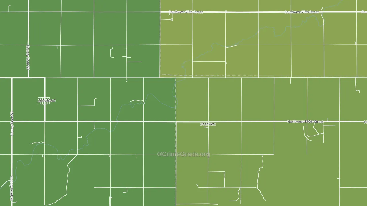Hopewell, KS Map of Vehicle Theft Rates