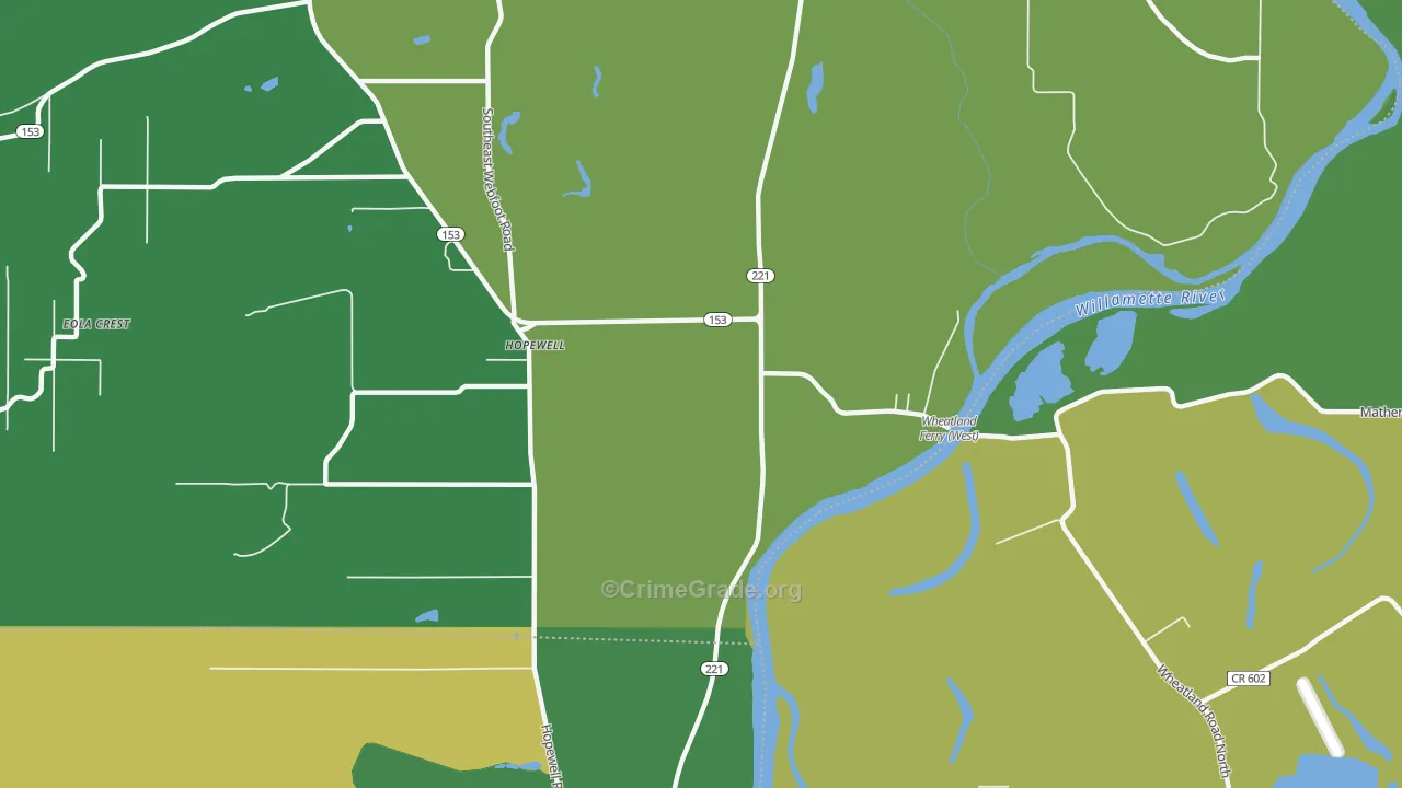 Hopewell, OR Map of Vehicle Theft Rates