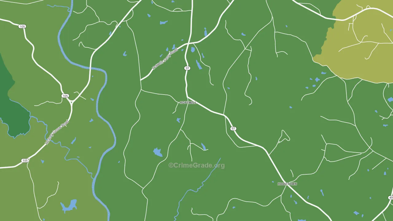 Hopewell, SC Map of Vehicle Theft Rates