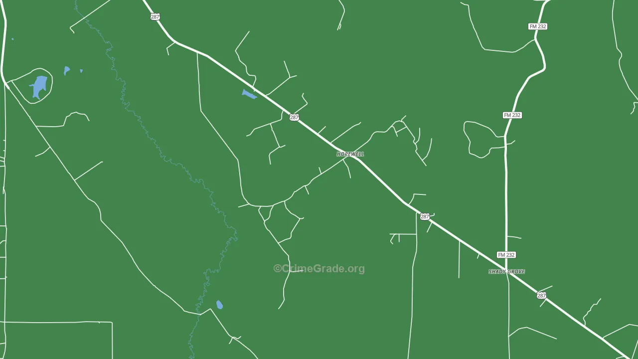 Hopewell, TX Map of Vehicle Theft Rates
