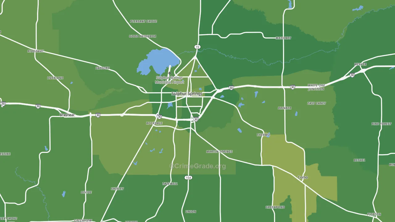 Hopkins County, TX Map of Vehicle Theft Rates