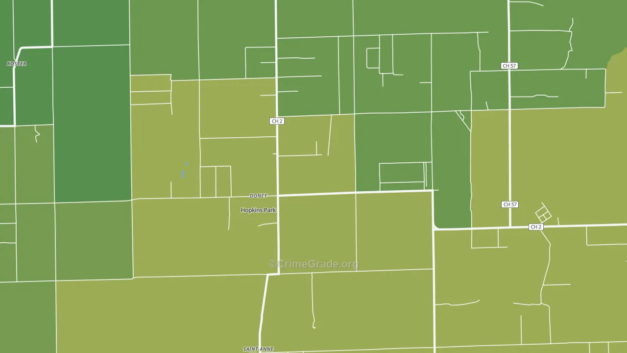 Hopkins Park, IL Map of Vehicle Theft Rates