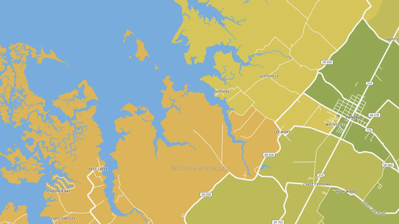 Hopkins, VA Map of Vehicle Theft Rates