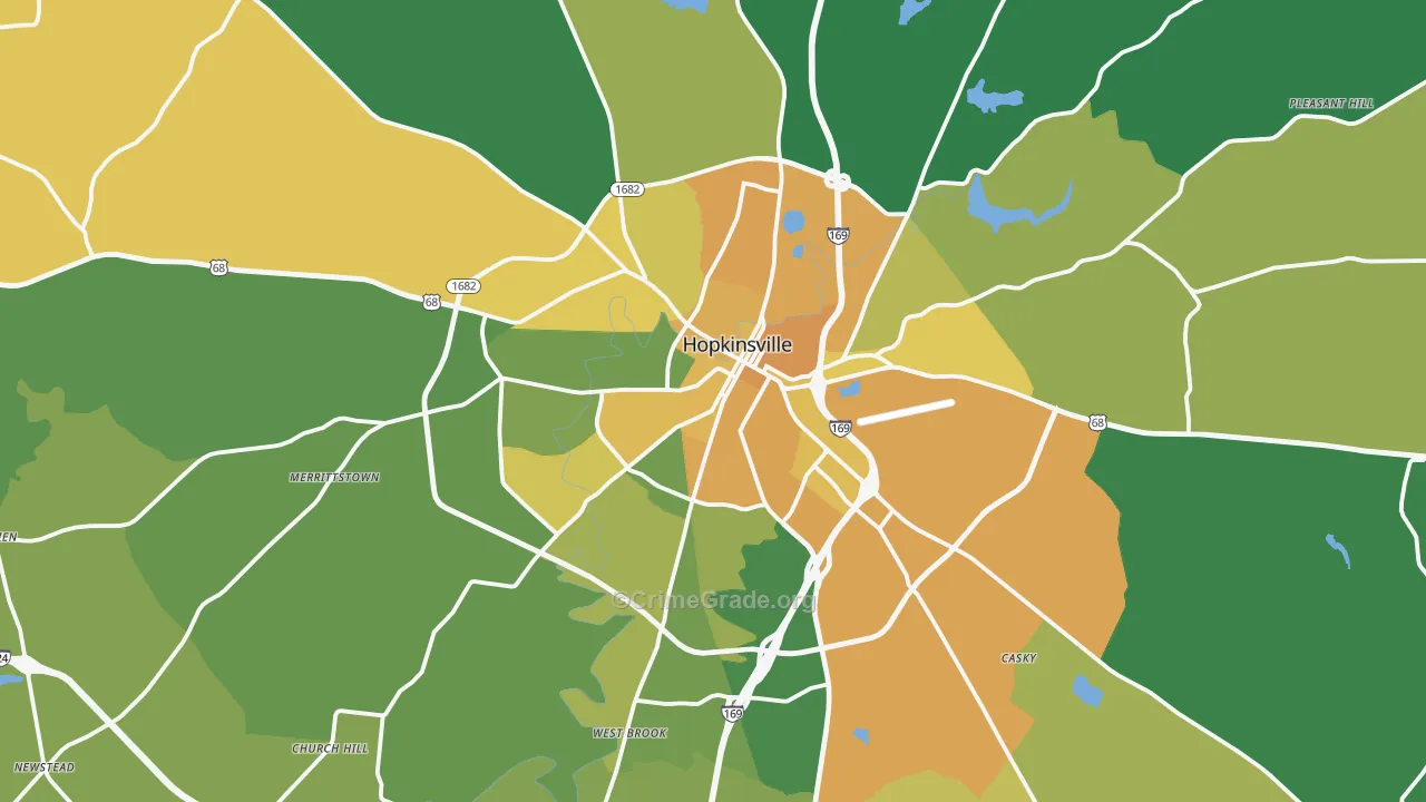 Hopkinsville, KY Map of Vehicle Theft Rates