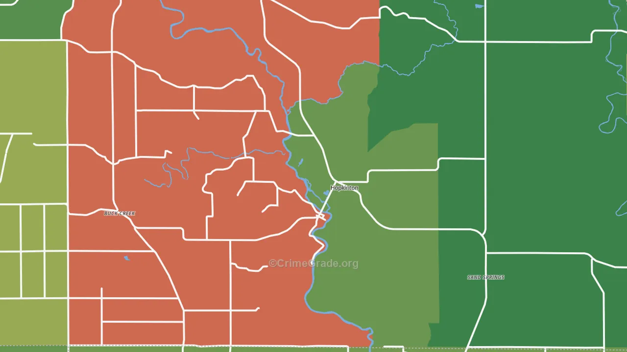 Hopkinton, IA Map of Vehicle Theft Rates