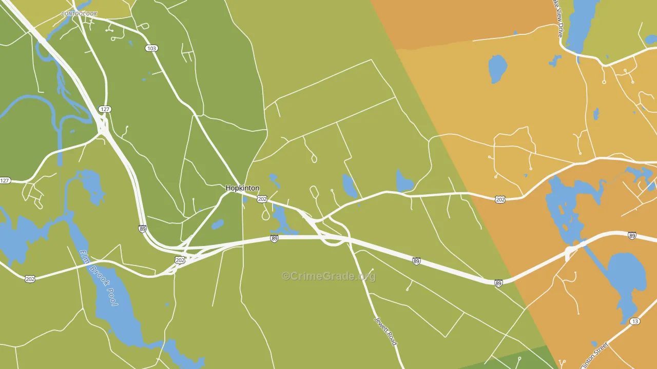 Hopkinton, NH Map of Vehicle Theft Rates