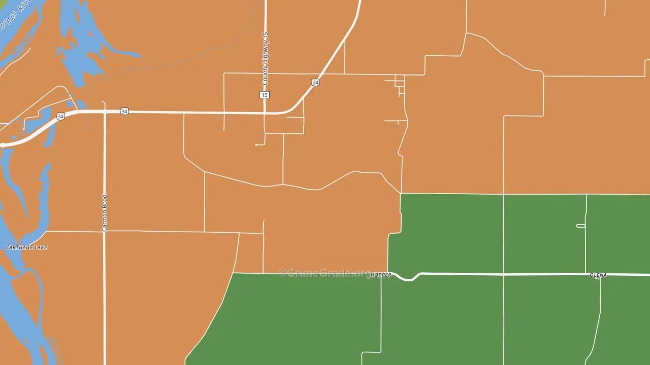 Hopper, IL Map of Vehicle Theft Rates