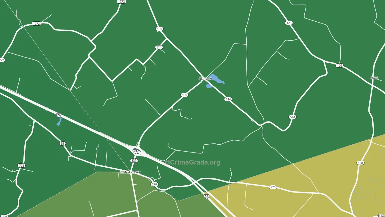 Hopson, KY Map of Vehicle Theft Rates