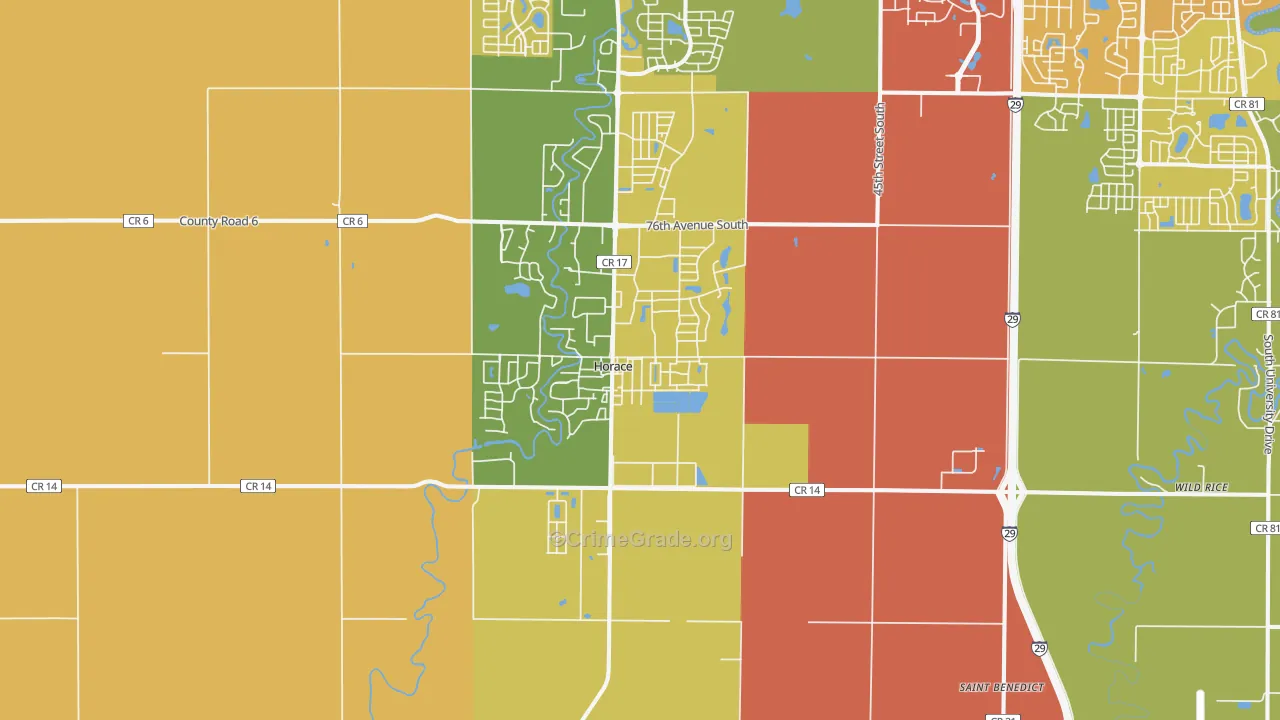 Horace, ND Map of Vehicle Theft Rates