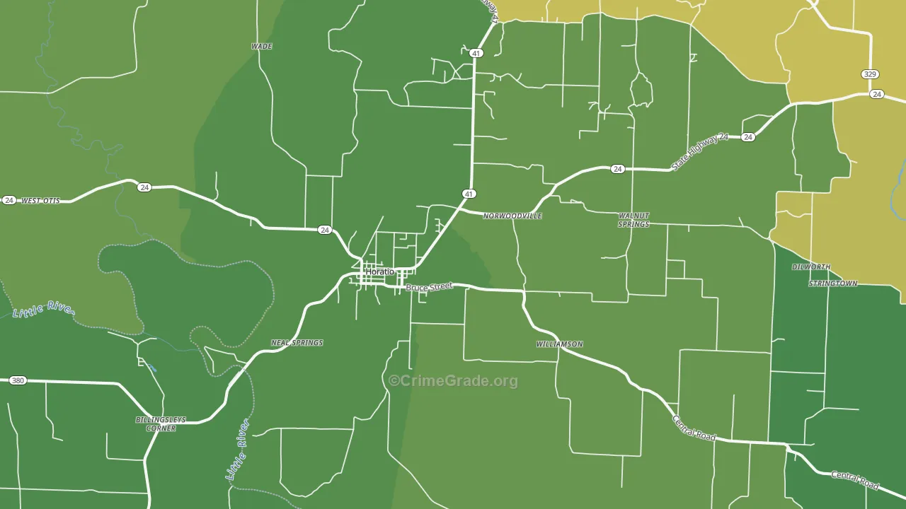 Horatio, AR Map of Vehicle Theft Rates