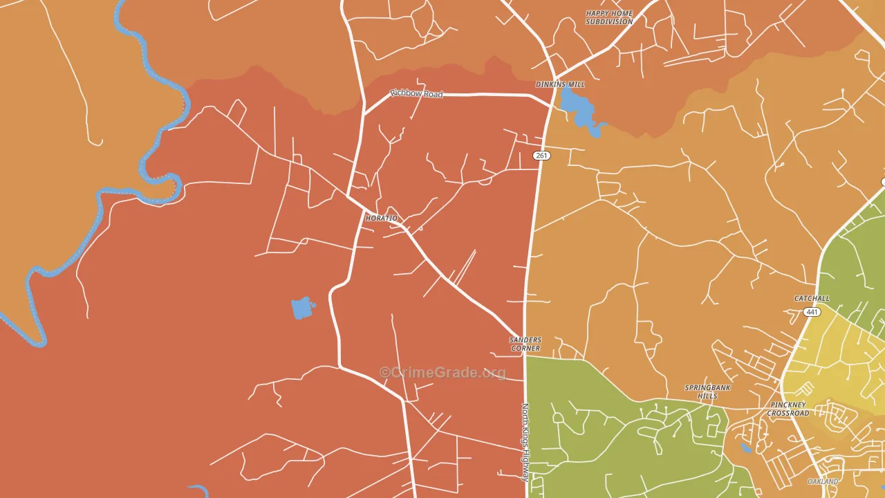 Horatio, SC Map of Vehicle Theft Rates