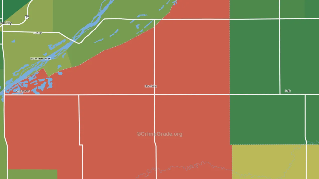Hordville, NE Map of Vehicle Theft Rates