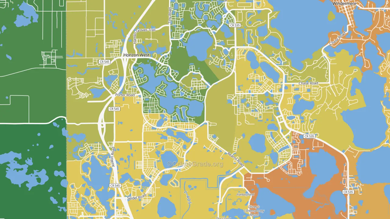 Horizon West, FL Map of Vehicle Theft Rates
