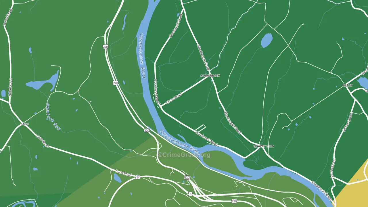 Horn Brook, PA Map of Vehicle Theft Rates