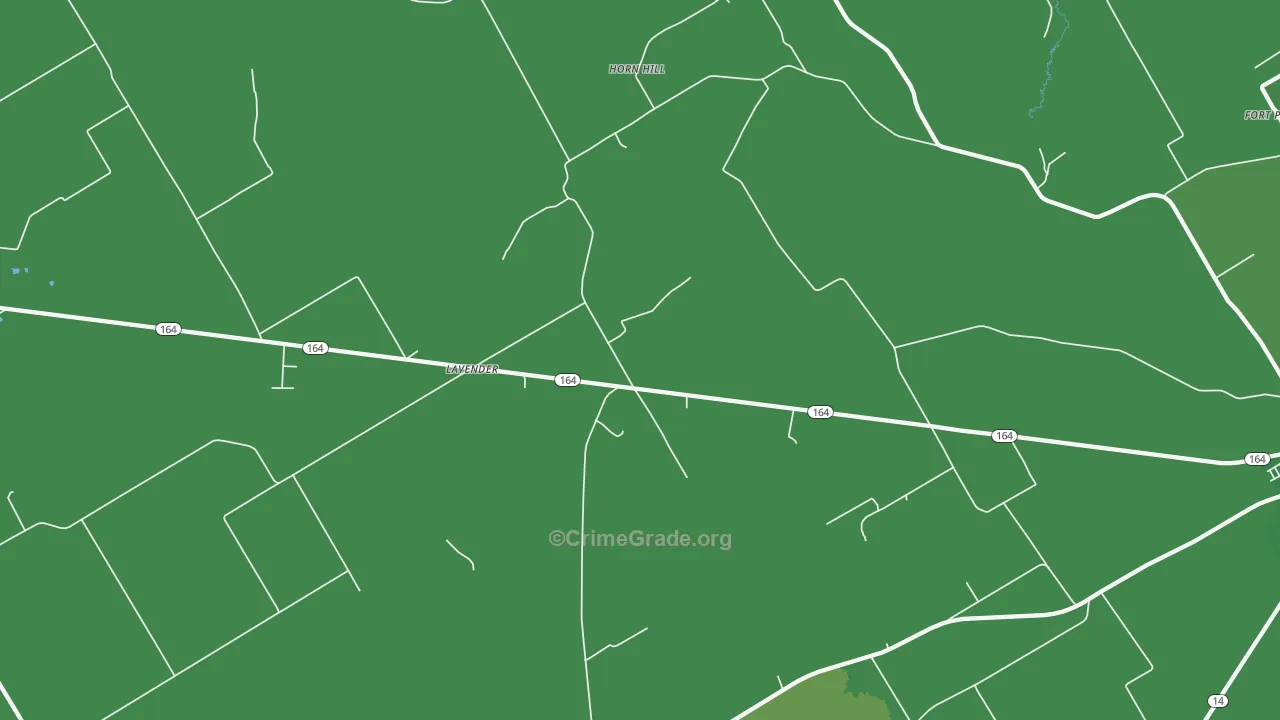 Horn Hill, TX Map of Vehicle Theft Rates