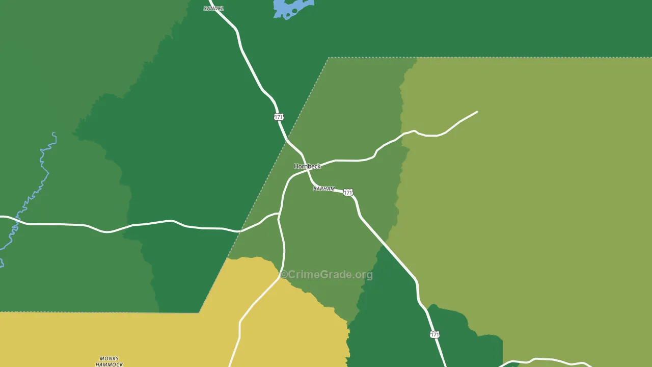 Hornbeck, LA Map of Vehicle Theft Rates