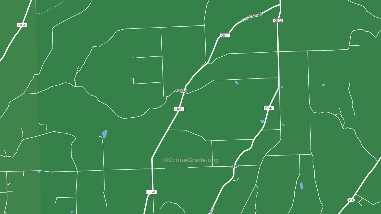 Hornby, NY Map of Vehicle Theft Rates