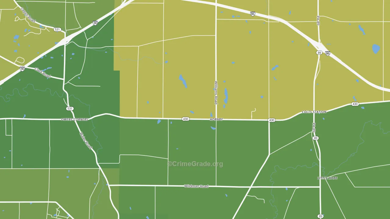 Hornby, PA Map of Vehicle Theft Rates