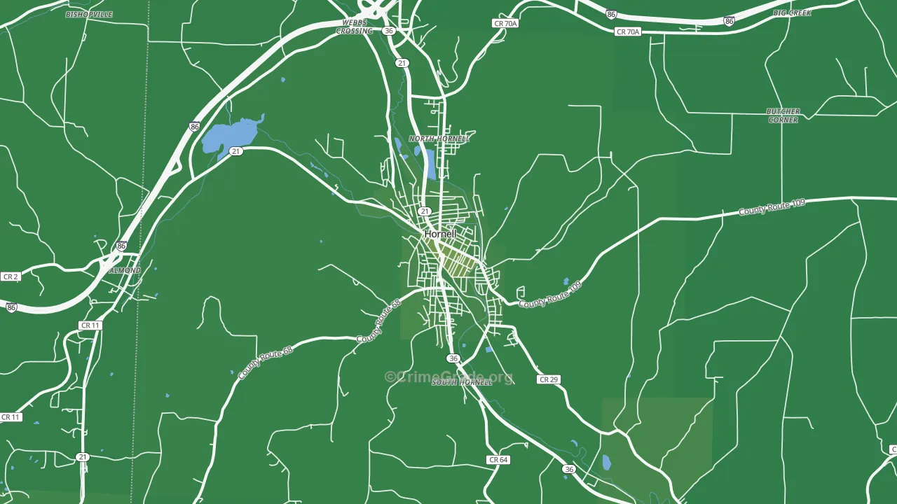 Hornell, NY Map of Vehicle Theft Rates
