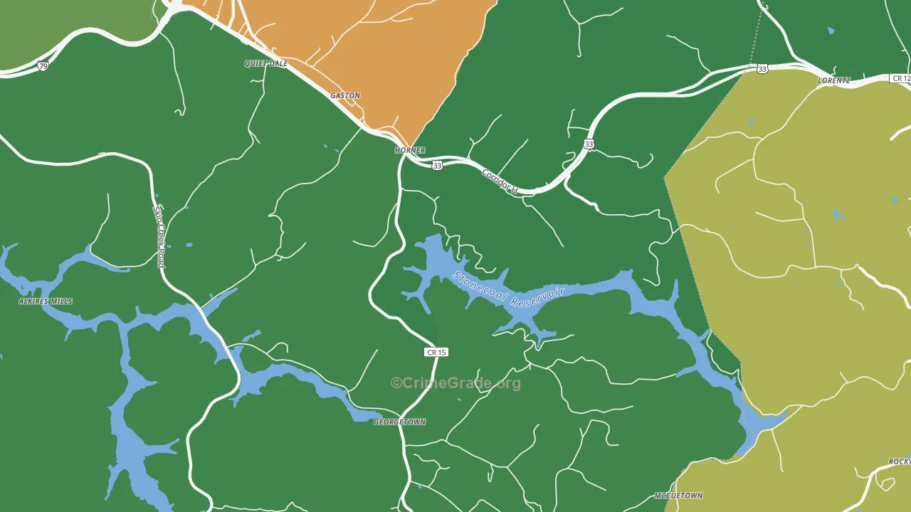 Horner, WV Map of Vehicle Theft Rates
