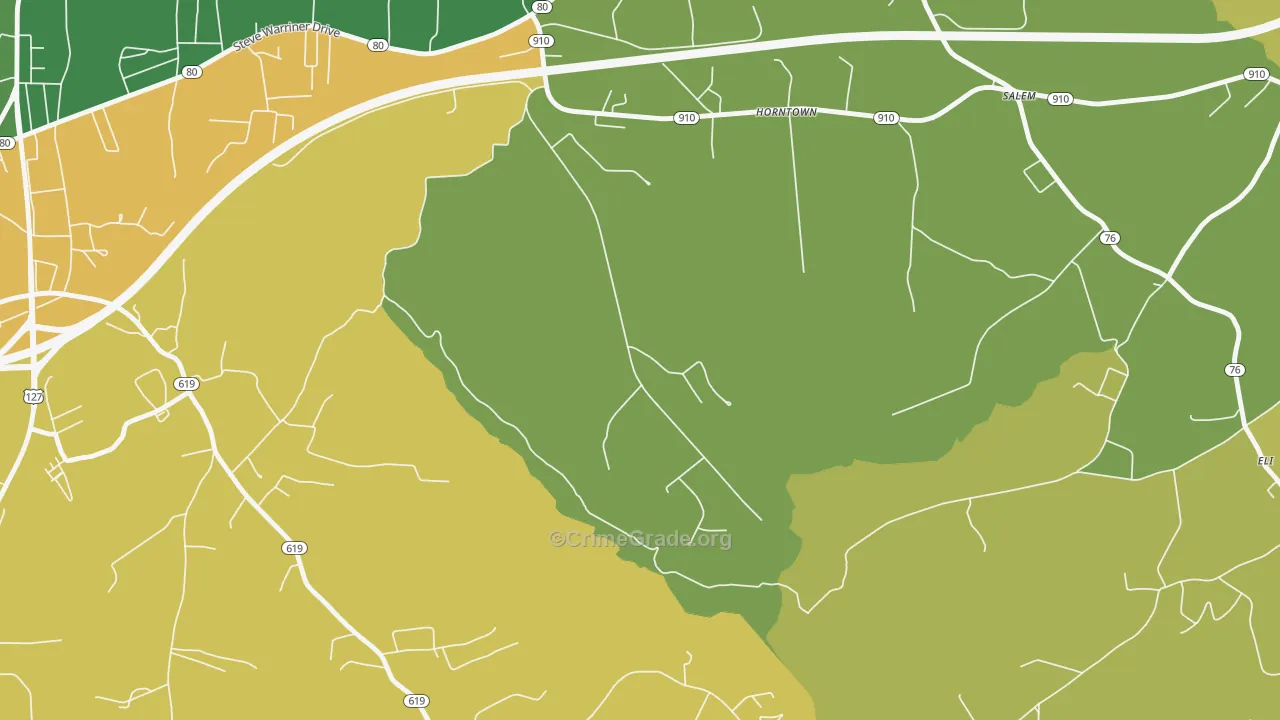 Horntown, KY Map of Vehicle Theft Rates