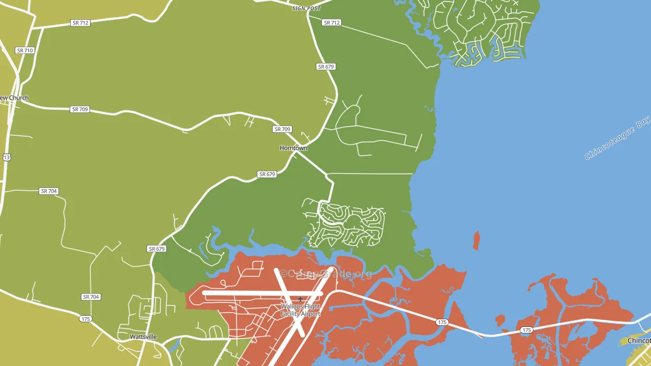 Horntown, VA Map of Vehicle Theft Rates