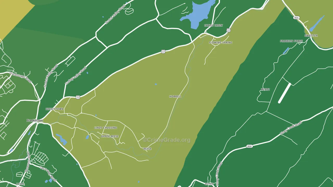 Horrell, PA Map of Vehicle Theft Rates