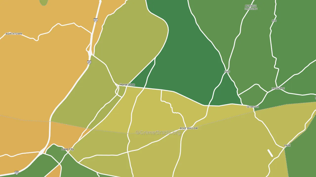Horse Cave, KY Map of Vehicle Theft Rates