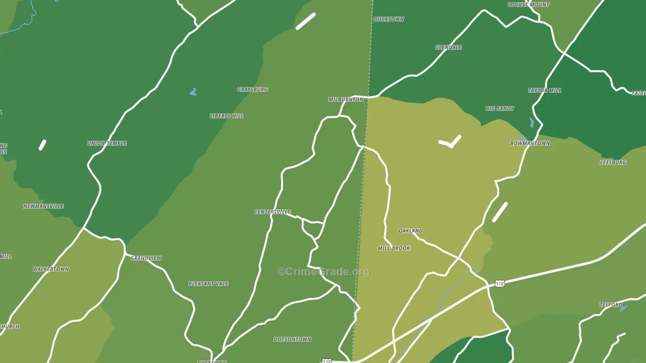 Horse Creek, TN Map of Vehicle Theft Rates