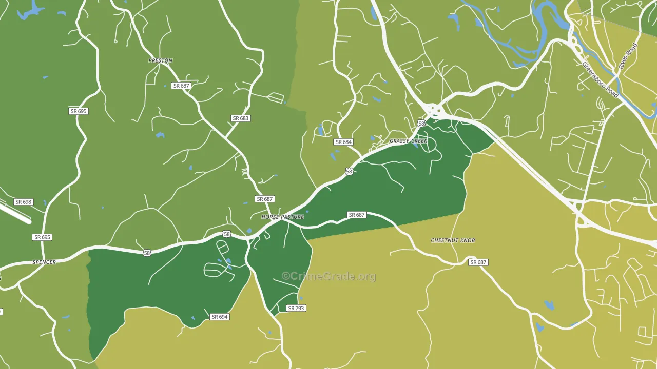 Horse Pasture, VA Map of Vehicle Theft Rates