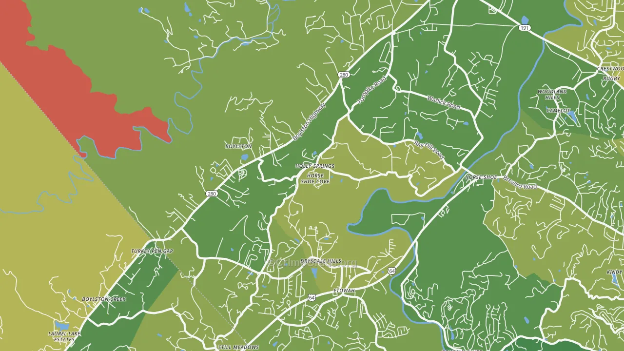 Horse Shoe, NC Map of Vehicle Theft Rates