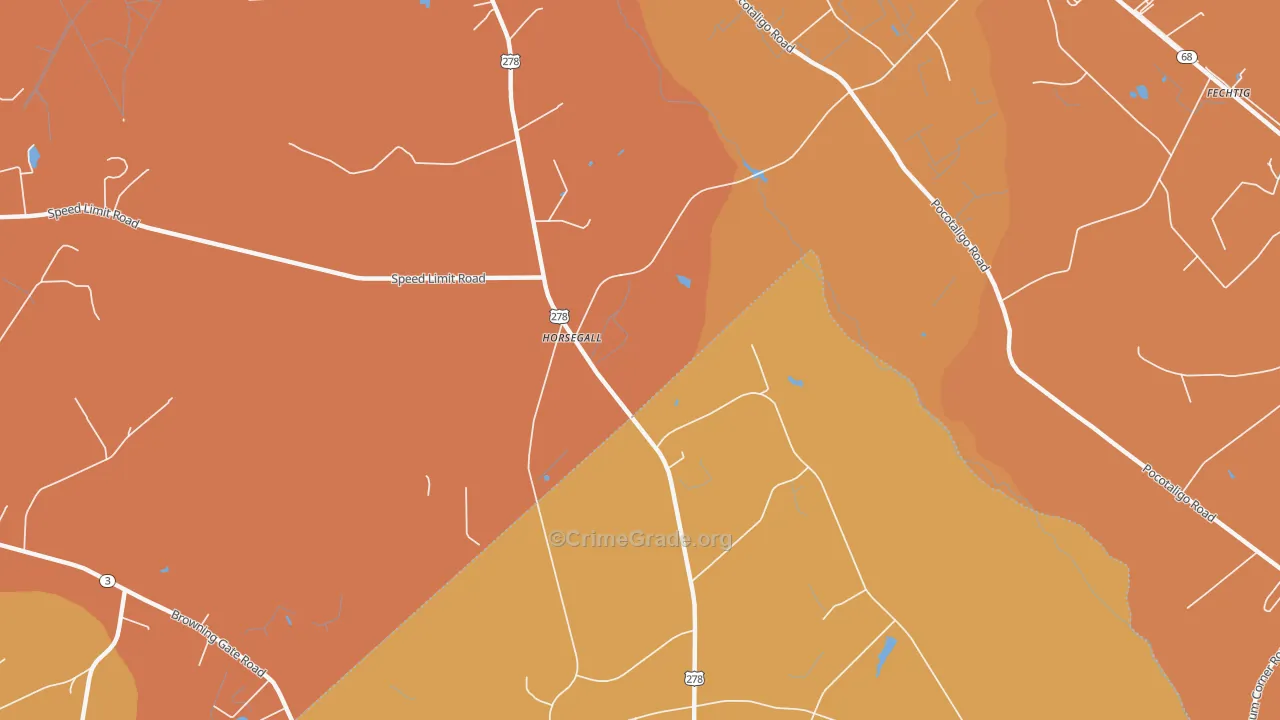 Horsegall, SC Map of Vehicle Theft Rates
