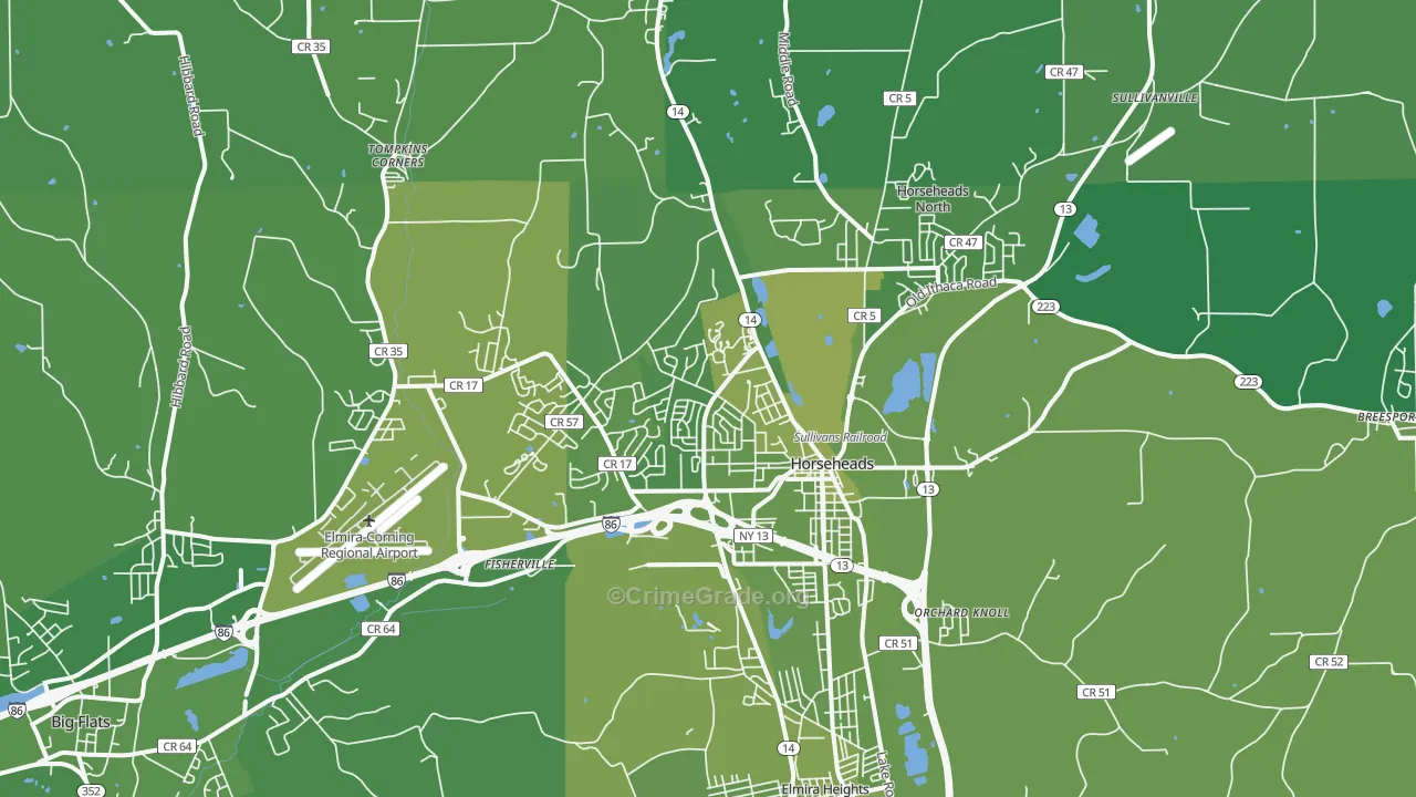 Horseheads, NY Map of Vehicle Theft Rates