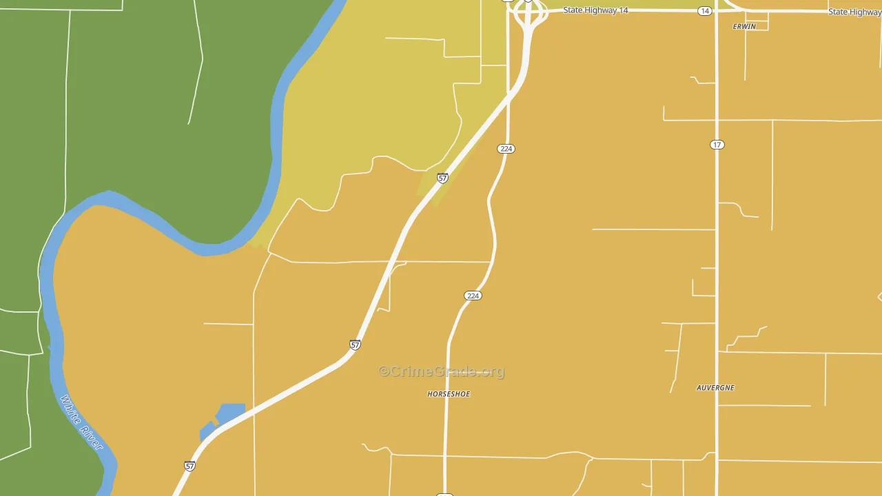 Horseshoe, AR Map of Vehicle Theft Rates