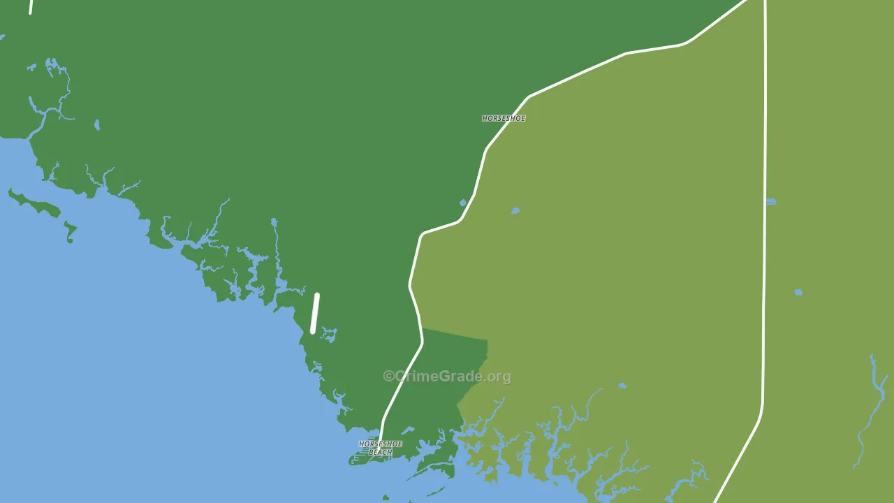 Horseshoe Beach, FL Map of Vehicle Theft Rates