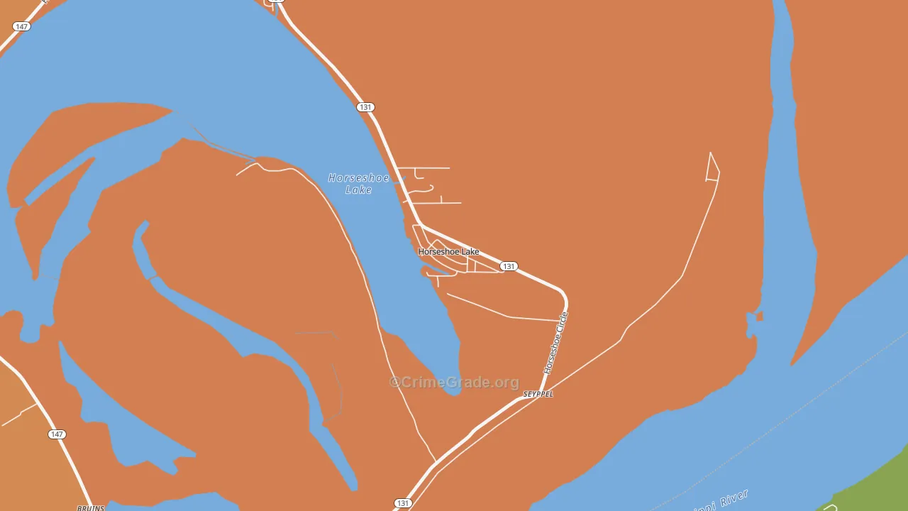Horseshoe Lake, AR Map of Vehicle Theft Rates