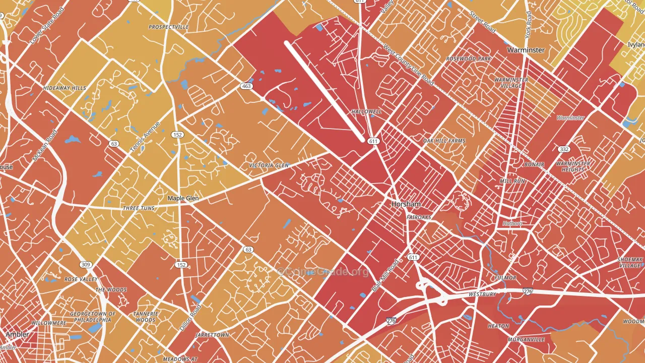 Horsham, PA Map of Vehicle Theft Rates