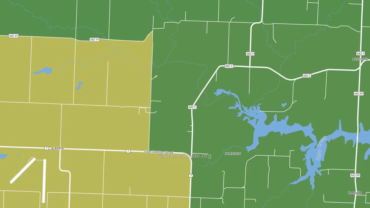 Hortense, MO Map of Vehicle Theft Rates