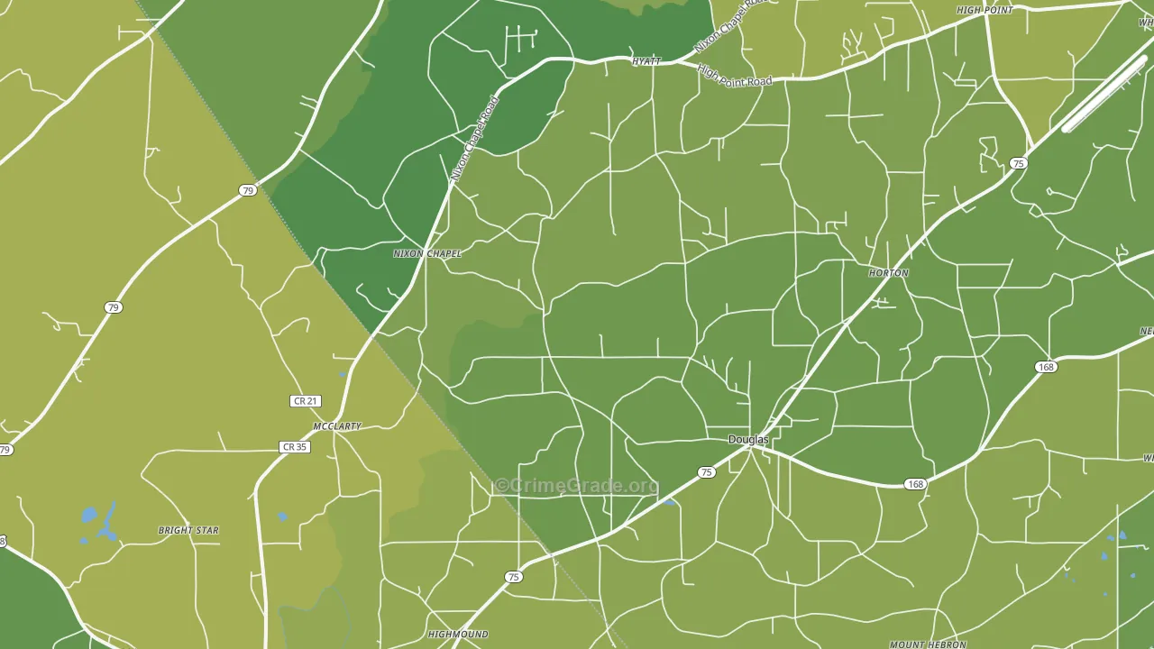 Horton, AL Map of Vehicle Theft Rates