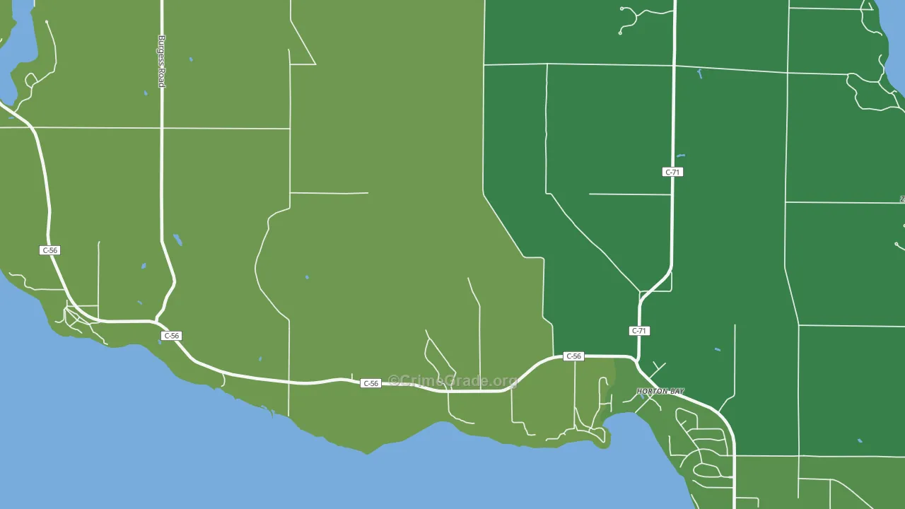 Horton Bay, MI Map of Vehicle Theft Rates