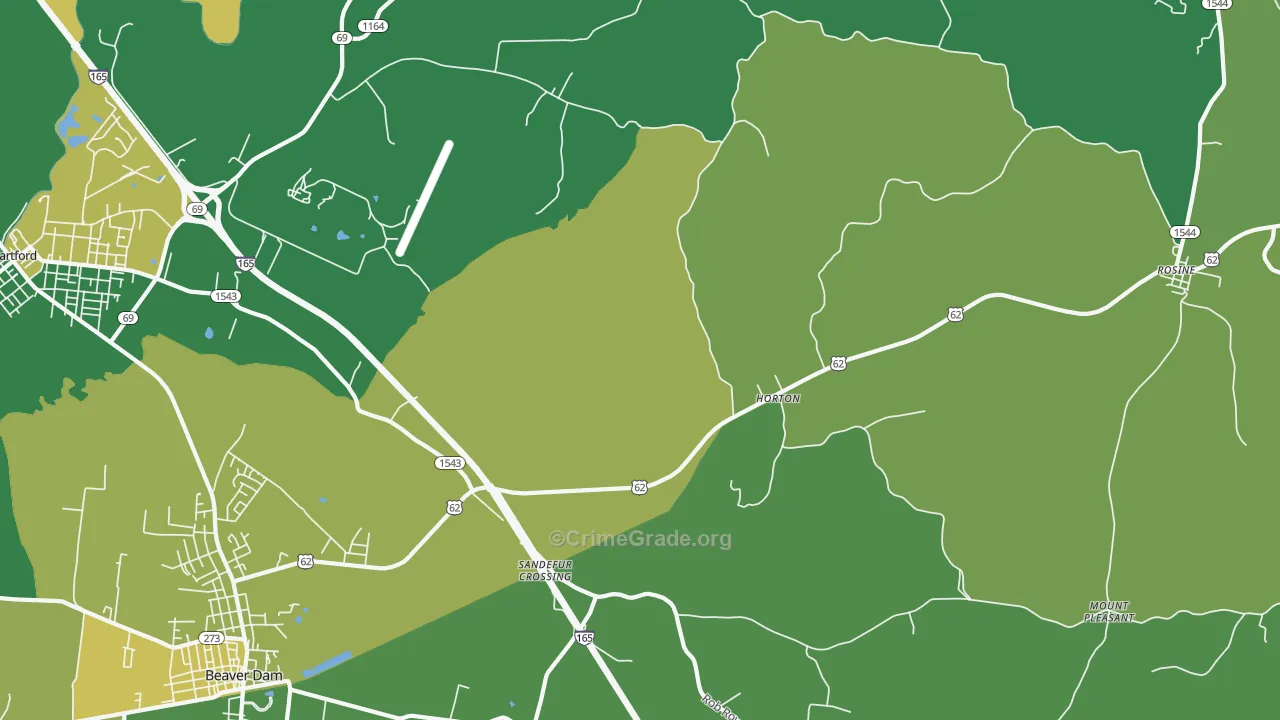 Horton, KY Map of Vehicle Theft Rates