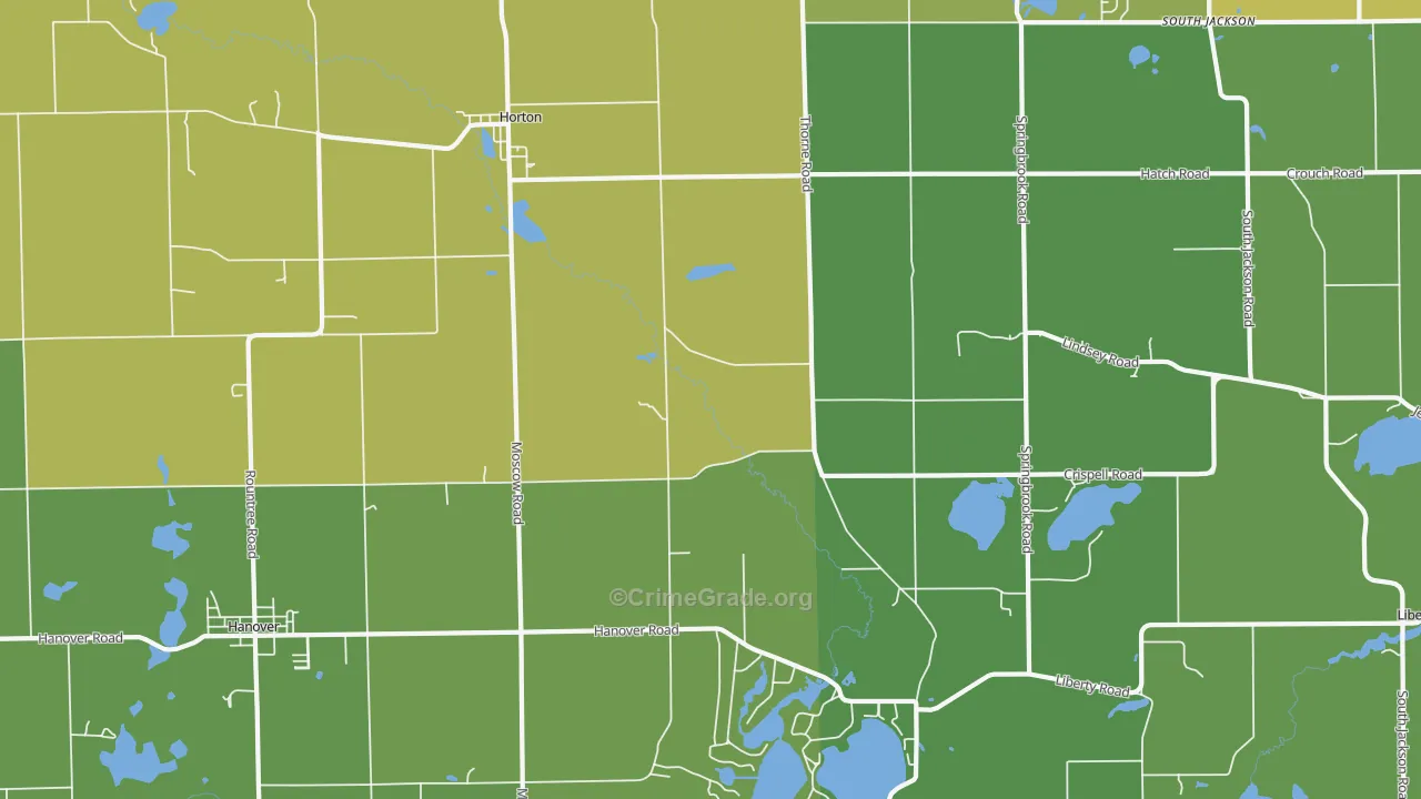 Horton, MI Map of Vehicle Theft Rates