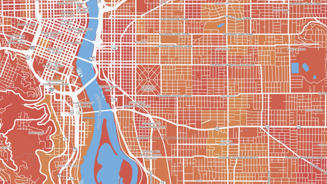Hosford-Abernethy, Portland, OR Map of Vehicle Theft Rates