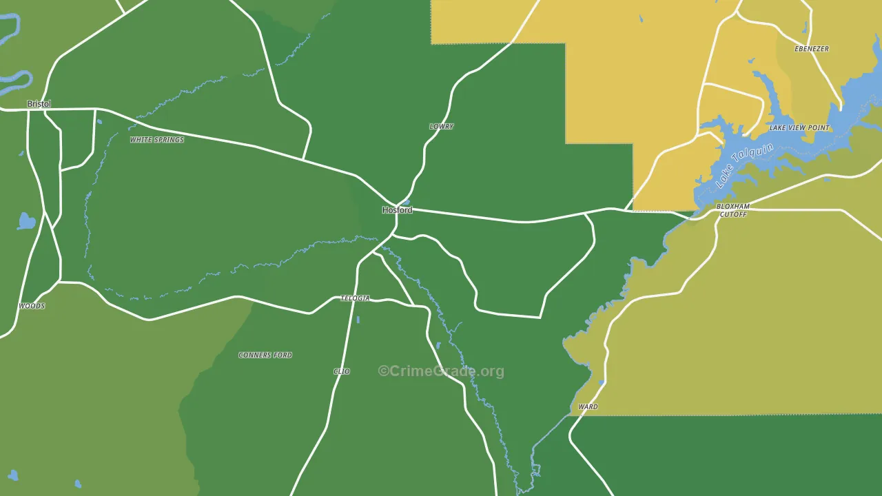 Hosford, FL Map of Vehicle Theft Rates