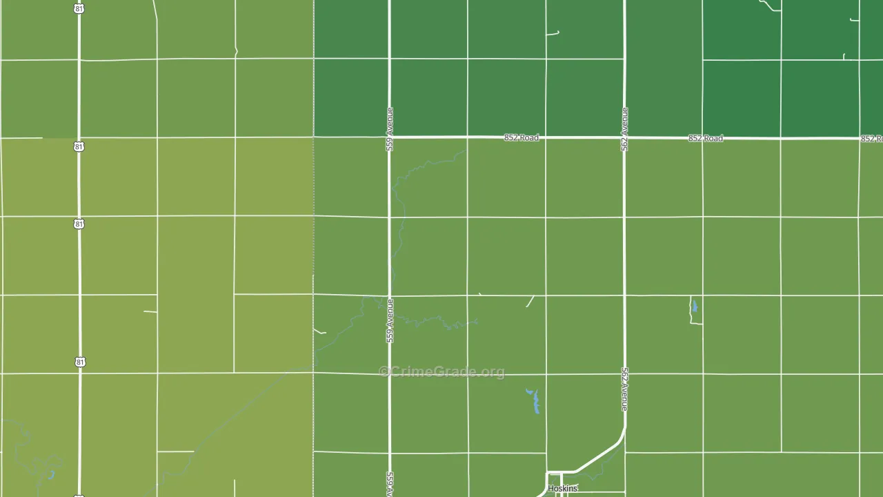Hoskins, NE Map of Vehicle Theft Rates