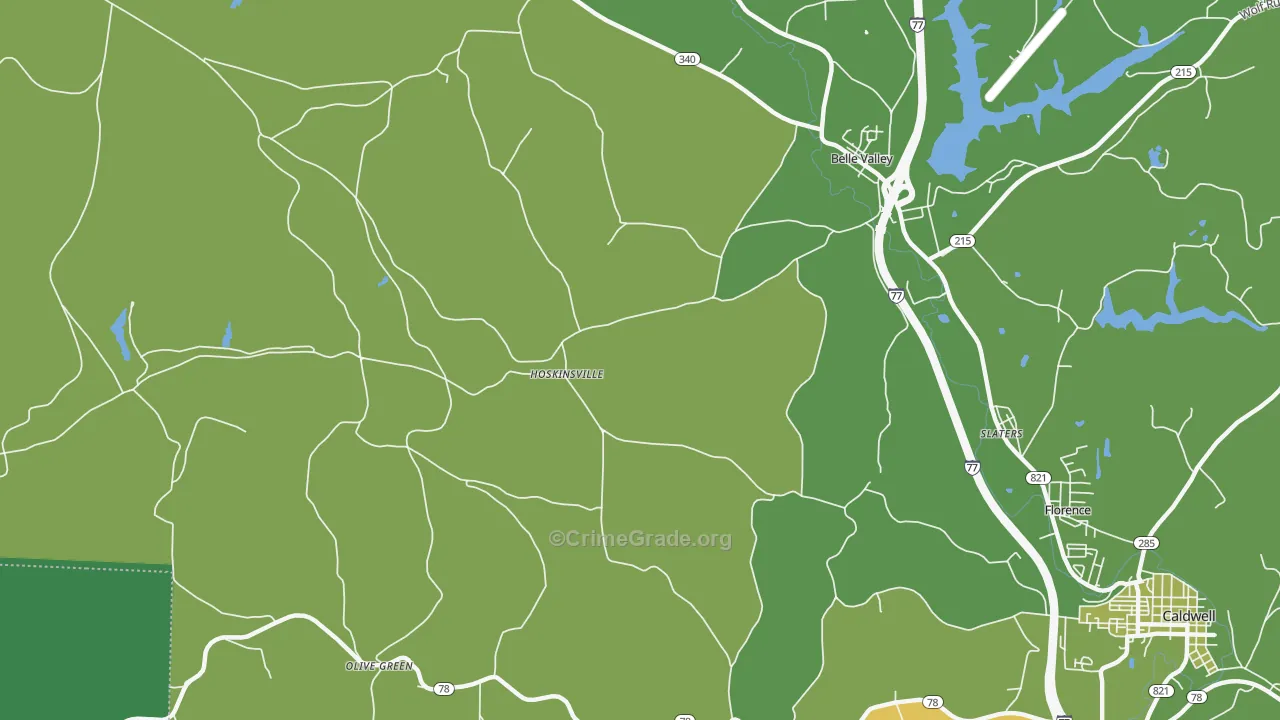 Hoskinsville, OH Map of Vehicle Theft Rates