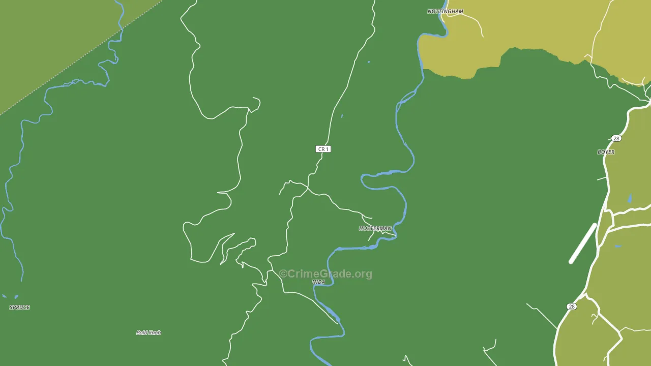 Hosterman, WV Map of Vehicle Theft Rates